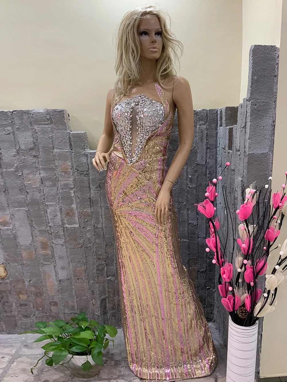 Strapless Sleeveless Haute Maxi Bodycon Dress HT20820
