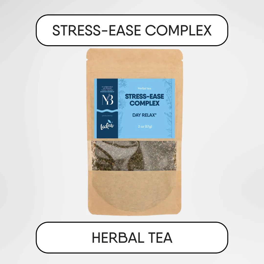 Stress-Ease Herbal Supplement (60 dosages)/Herbal Tea (2 oz)