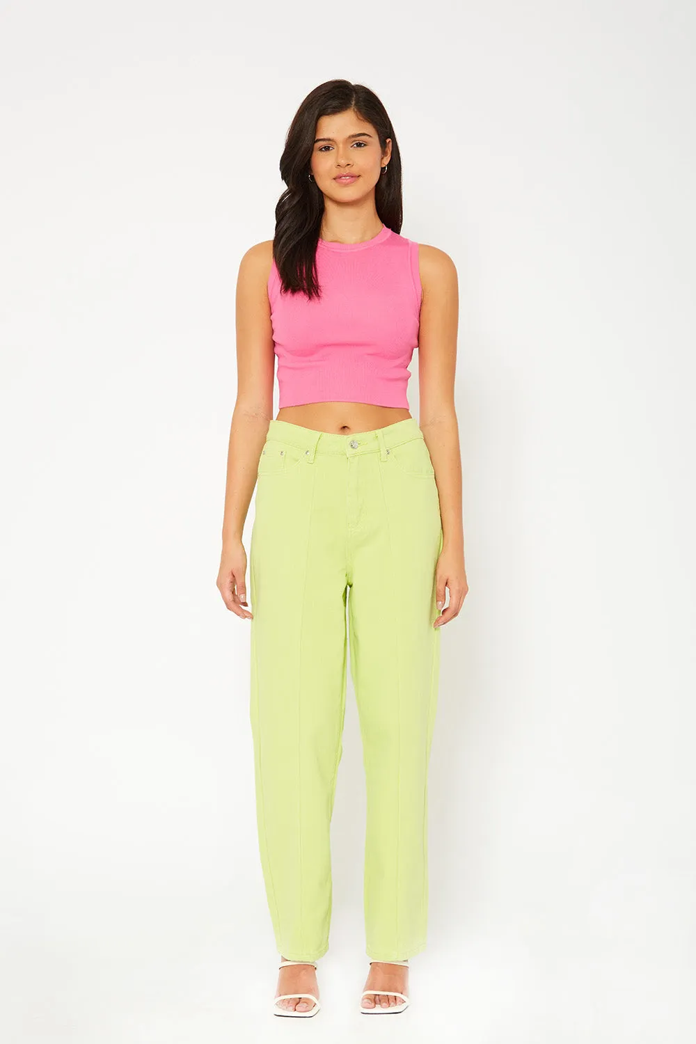 Super high-rise baggy utility color pants