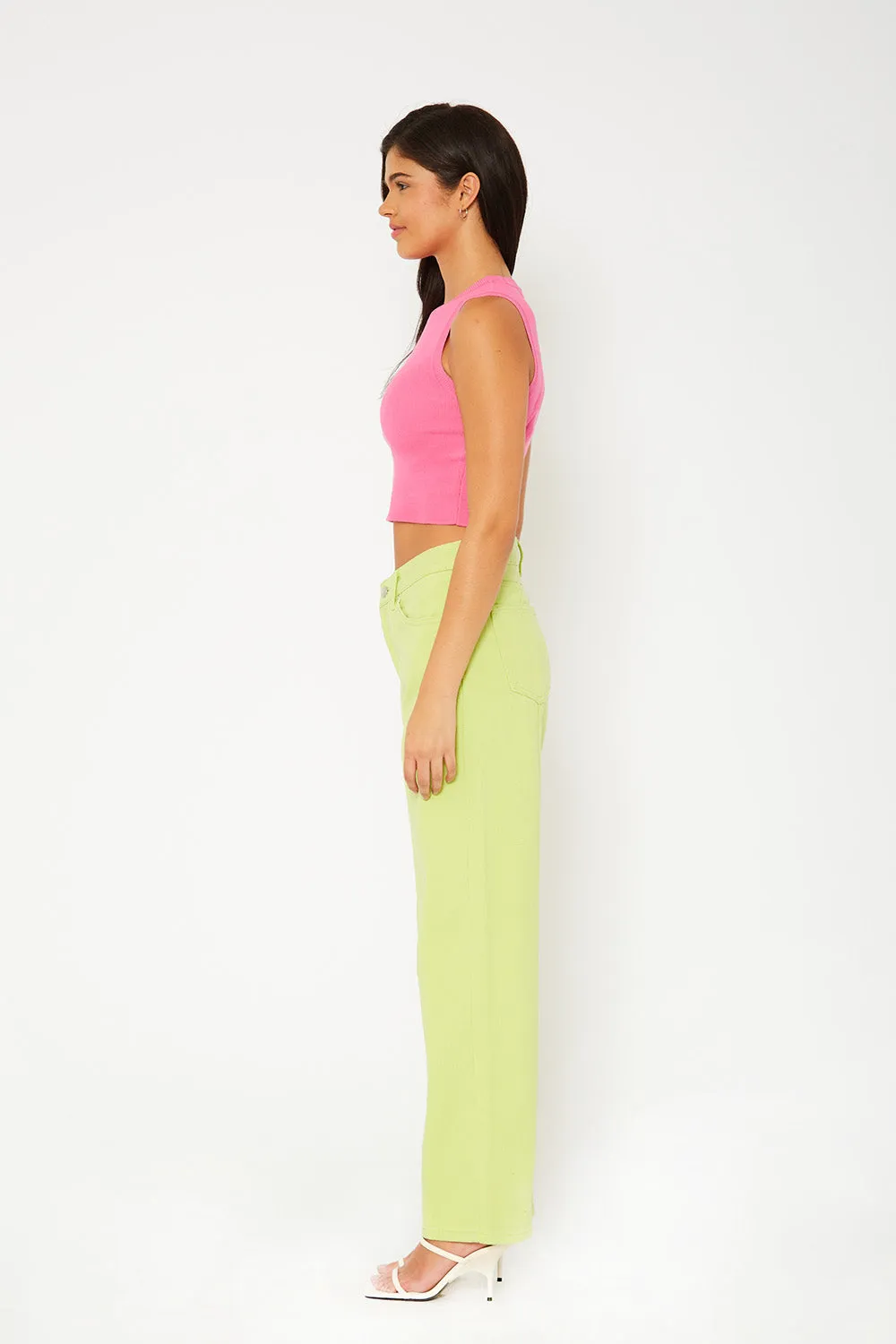 Super high-rise baggy utility color pants