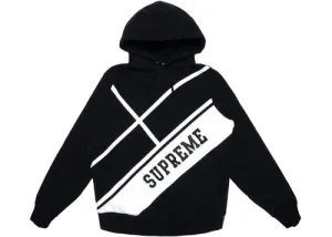 Supreme Diagonal Hooded Sweatshirt Black SS18SW27 Men's Size XL
