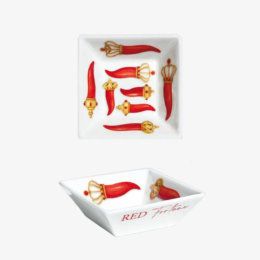 Taitù square bowl red fortune porcelain fine bone china 12-11-14