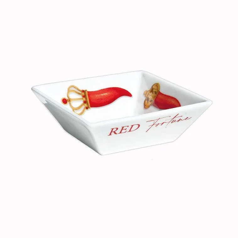 Taitù square bowl red fortune porcelain fine bone china 12-11-14