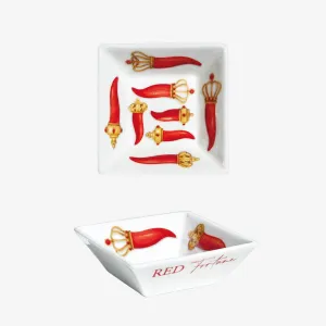 Taitù square bowl red fortune porcelain fine bone china 12-11-14