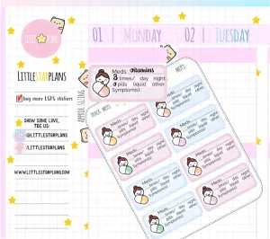 Take Medication Reminder, Medication Tracker, Daily Medication Tracker PT.3 Planner Stickers | Mimi Stickers