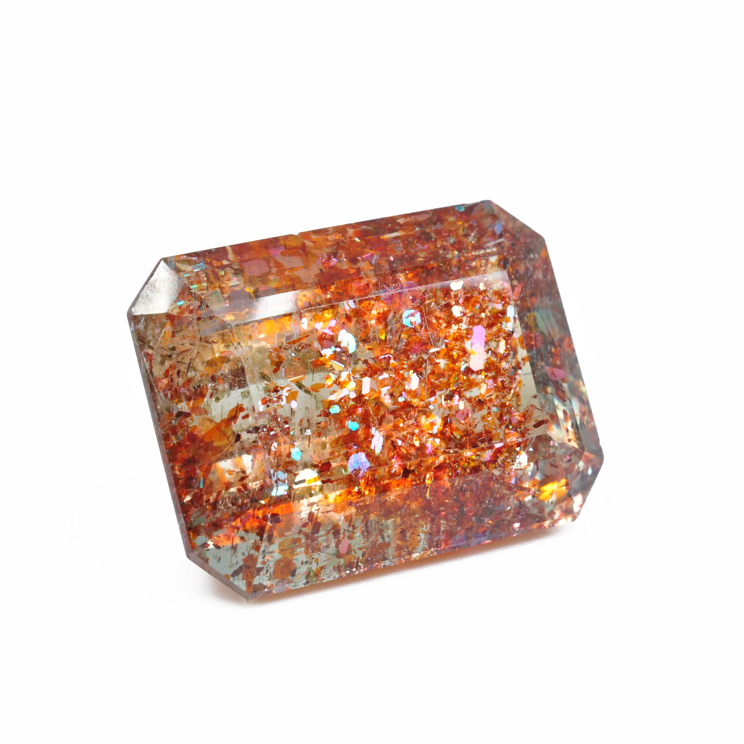 Tanzanian Sunstone 20.30 mm 23.83 carats Faceted Rectangle Spectacular Gemstone