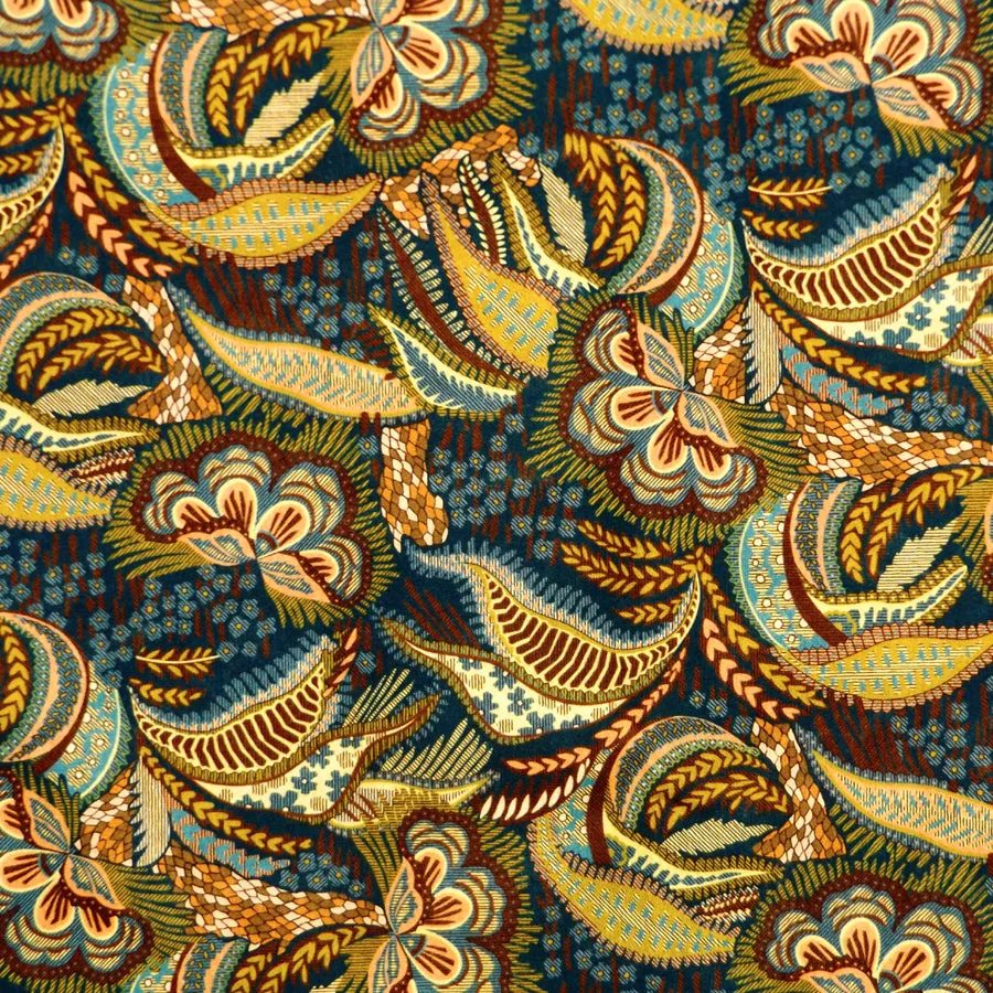 TEAL & MULTICOLOR PRINT 'MEDUSA' LIBERTY LAWN COTTON HANDKERCHIEF