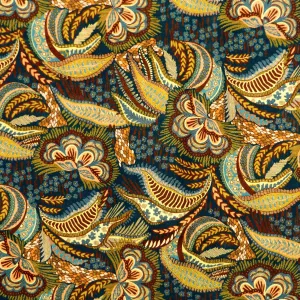 TEAL & MULTICOLOR PRINT 'MEDUSA' LIBERTY LAWN COTTON HANDKERCHIEF