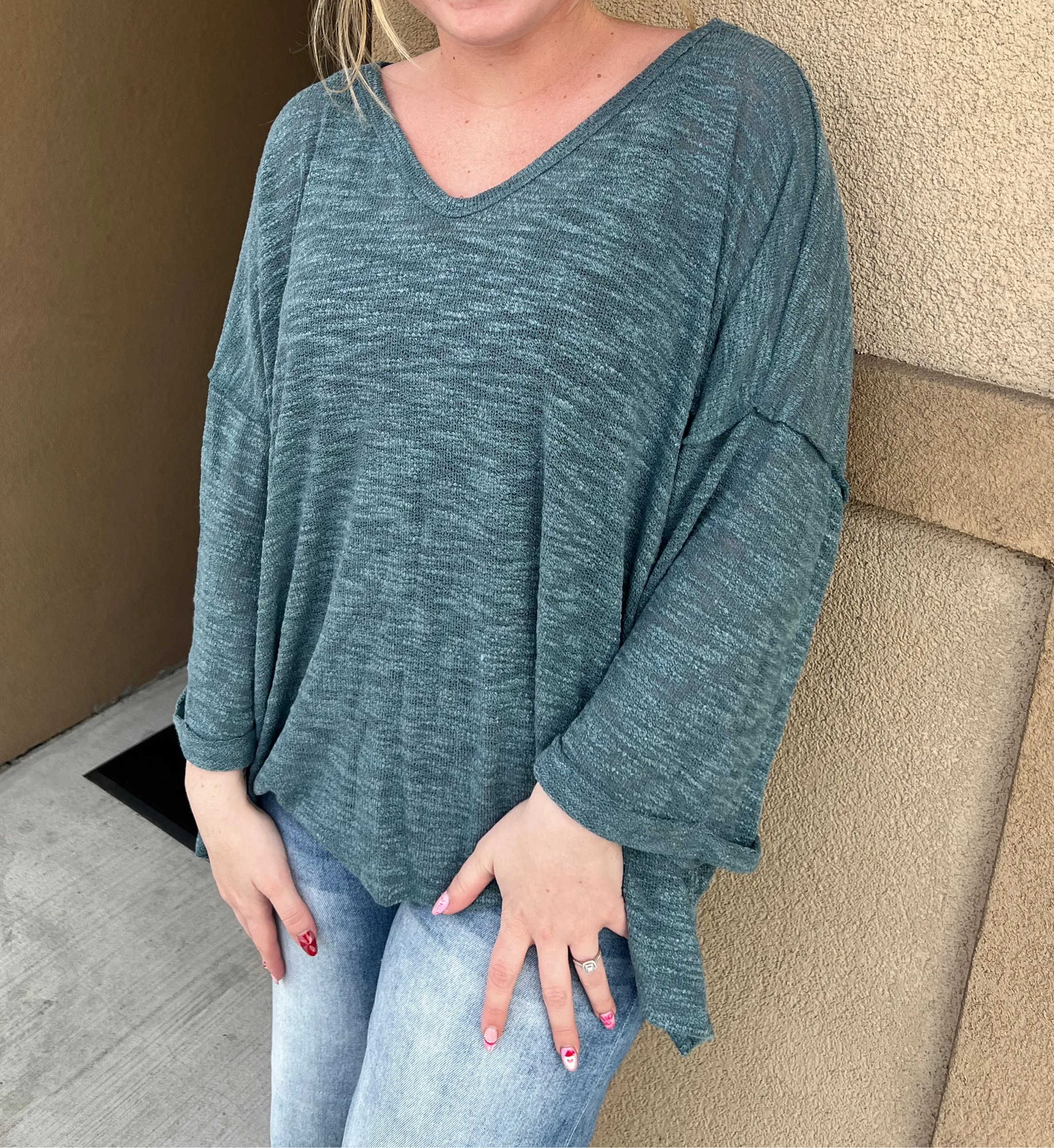 Teal Loose Knit Sweater