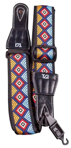 TGI GUITAR STRAP WOVEN COTTON AZTEC STITCH