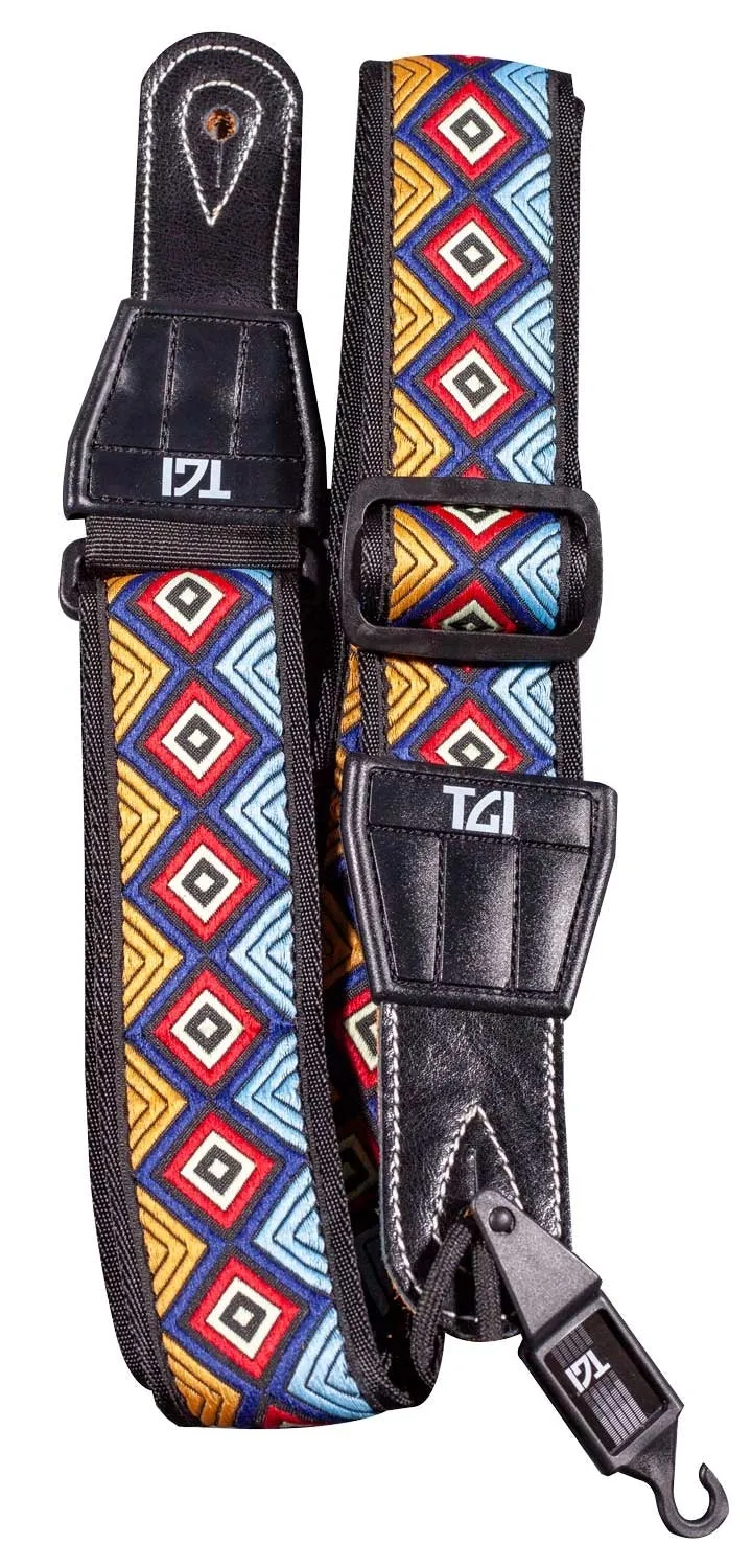 TGI GUITAR STRAP WOVEN COTTON AZTEC STITCH