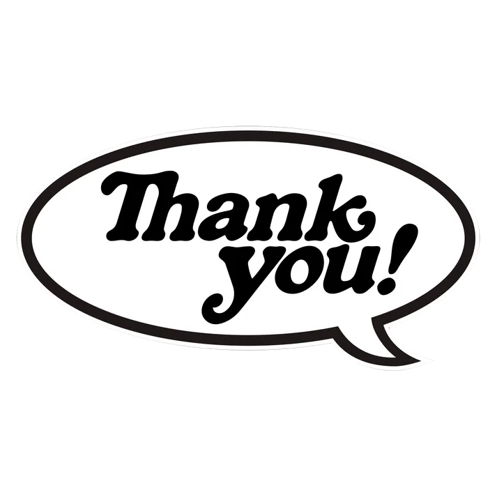 Thank You Bubble Logo Sticker - Black/White