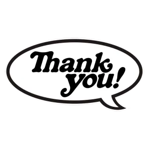 Thank You Bubble Logo Sticker - Black/White