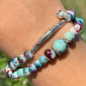 The Boho Flower Charm Ceramic Bead Bracelet