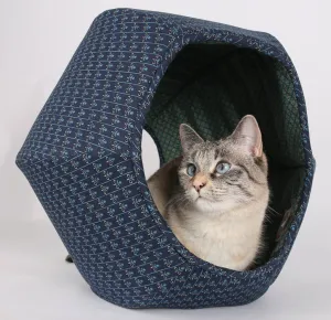 The Cat Ball | Hexagonal cat bed in Navy and Teal