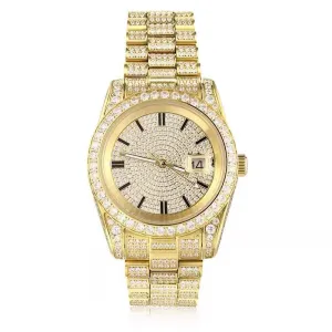 The President® - Fully Iced Out Presidential Diamond Watch in 18K Gold