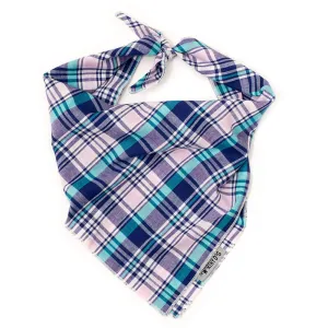 The Worthy Dog Madras Plaid Navy/Pink/Turquoise Classic Bandana