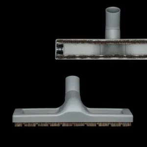 Titanium Grey Friction Fit Floor Brush With Wheels And Horsehair Bristles - 1 1/4" Neck x  12" Wide