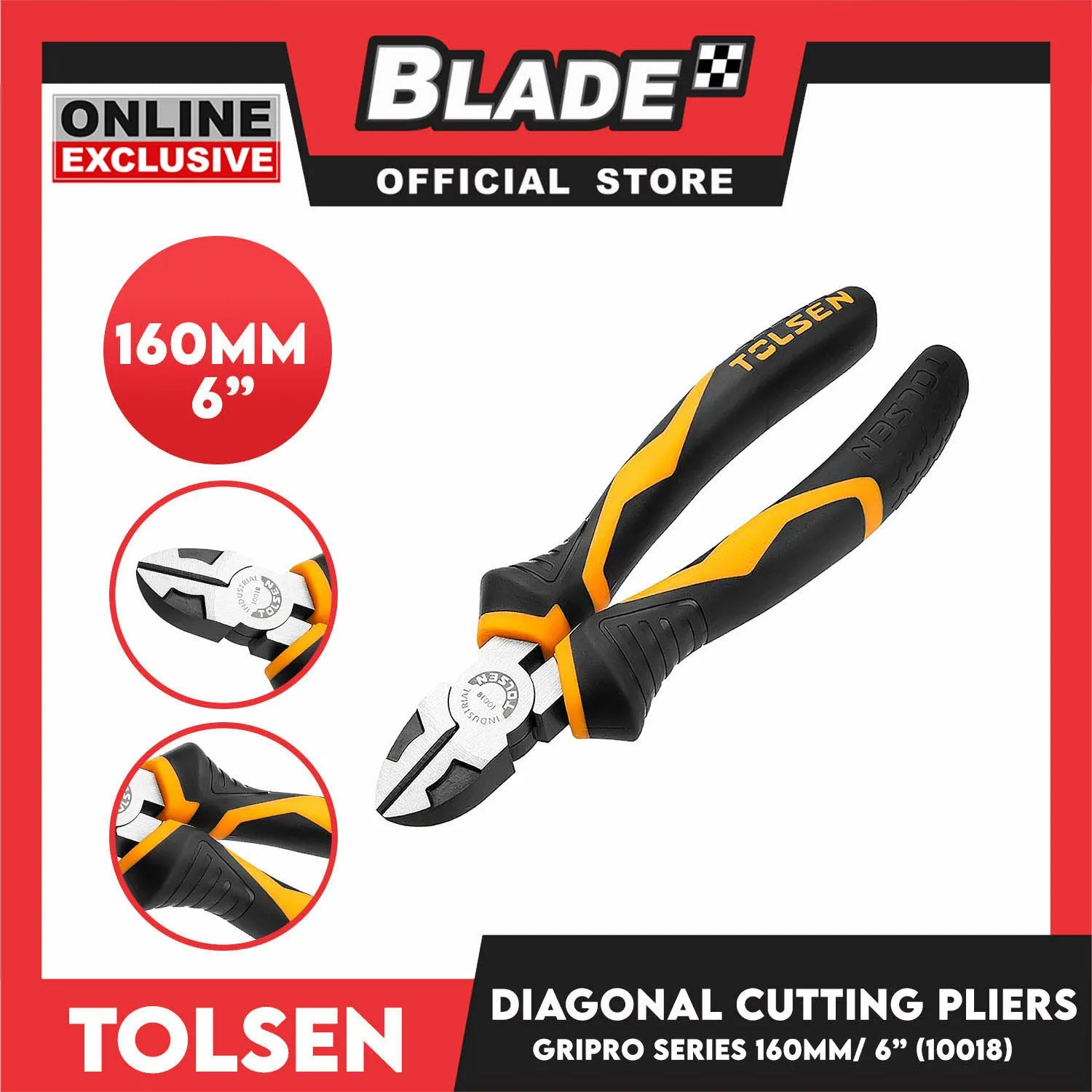 Tolsen Diagonal Cutting Pliers 160mm 6'' (Industrial) 10018