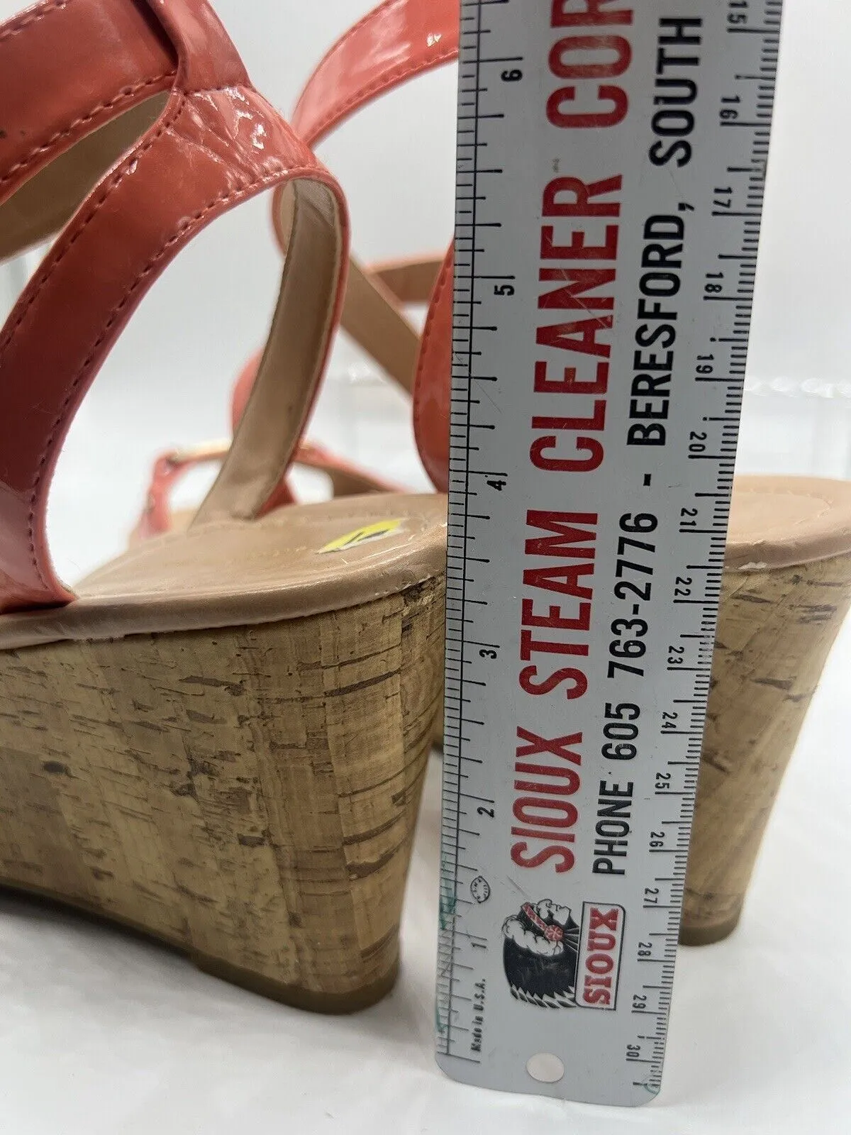 Tommy Hilfiger Melanite-T Women US 9 Coral Orange Cork Wedge Sandal Sling Back