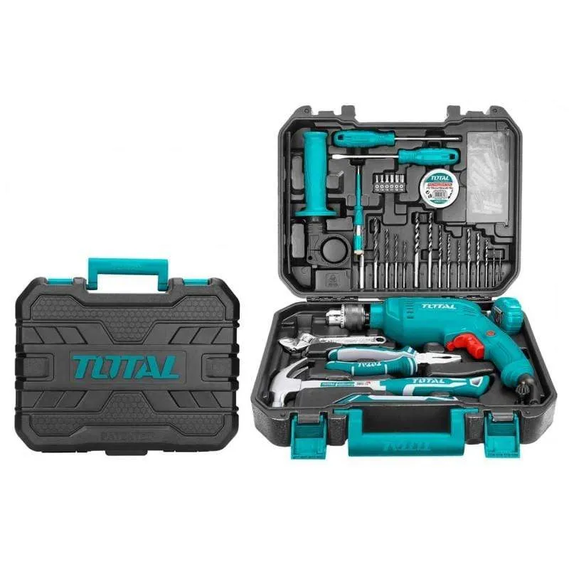 Total 115 Pieces Tool Set with 680W Hammer Impact Drill - THKTHP1152