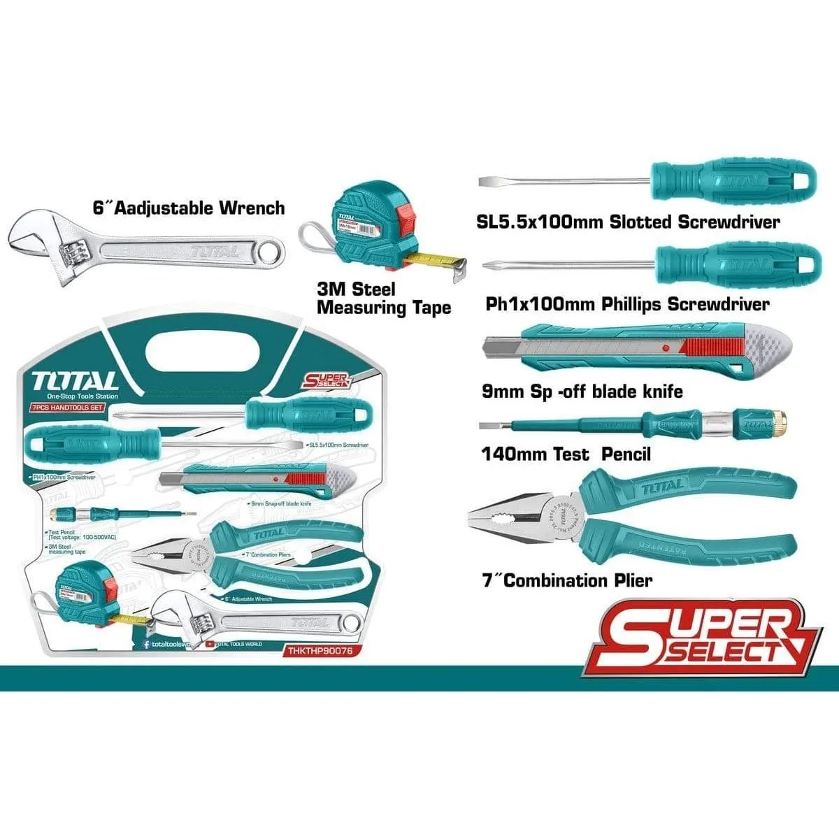 Total 7 Pieces Hand Tool  Set - THKTHP90076