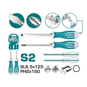 Total  Screwdriver Set of 2 Pieces (THGSS2206)
