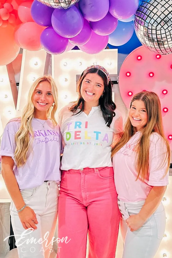 Tri Delta Colorful DHOP Notch Tee