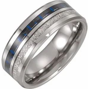 Tungsten Band with Imitation Meteorite & Carbon Fiber Inlay Size 11.5