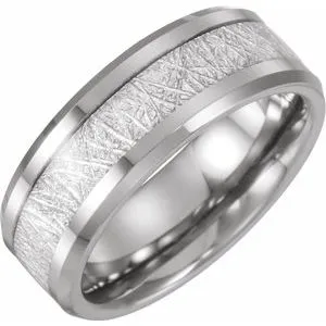 Tungsten Band with Imitation Meteorite Inlay Size 12