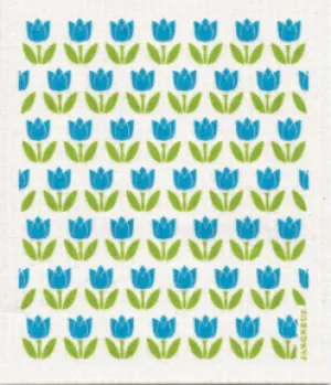 Turquoise Tulip Small Dishcloth