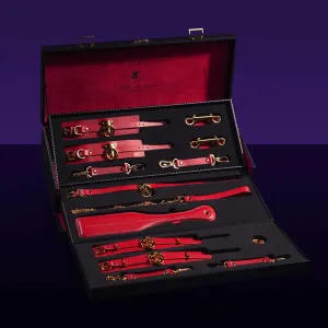 UPKO Luxury Italian Leather Bondage Tools Set with Case - Red