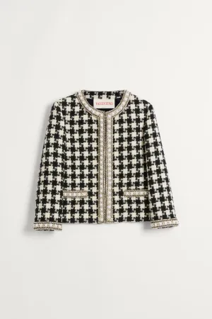 VALENTINO | EMBROIDERED DAMIER TWEED JACKET