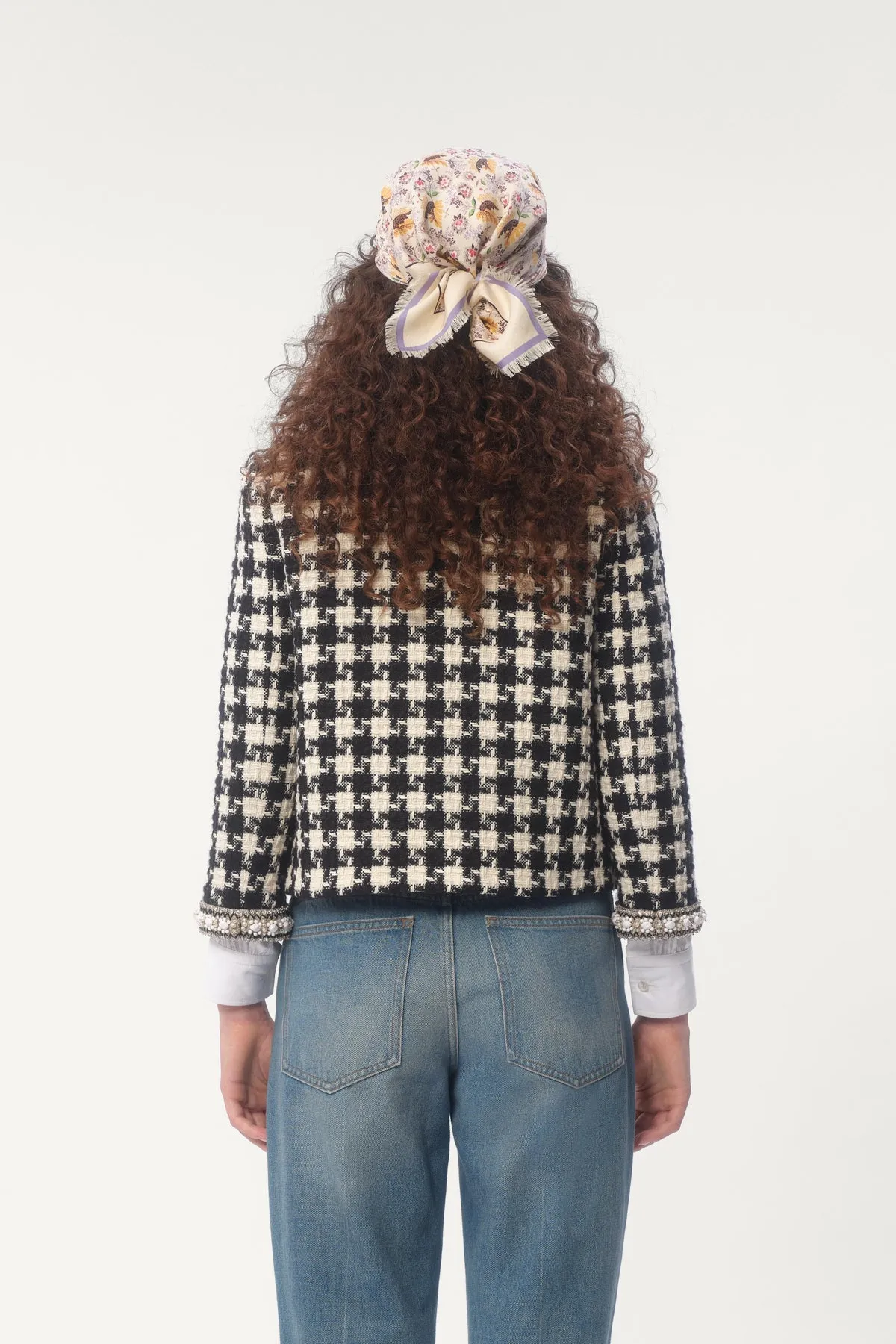 VALENTINO | EMBROIDERED DAMIER TWEED JACKET