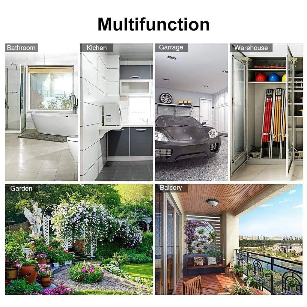 Veeca Skidproof Mop and Broom Holder Garden Tool Organizer with 5 Position and 6 Hooks Wall Mounted Garage Hanger for Kitchen, Garage, Garden, Warehouse