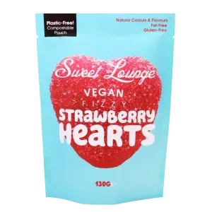 Vegan Fizzy Strawberry Hearts Sharing Pouch 8 x 130g