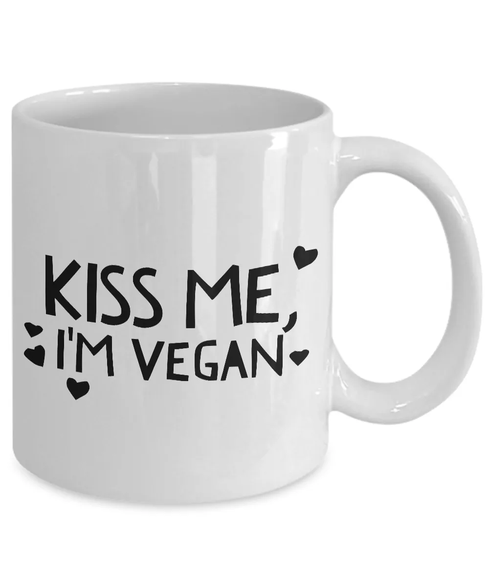 Vegan Gifts - Vegan Mug - Kiss Me, I'm Vegan Coffee and Tea Cup