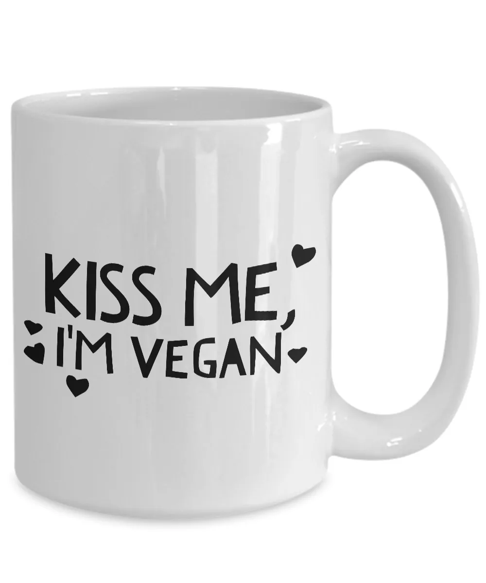 Vegan Gifts - Vegan Mug - Kiss Me, I'm Vegan Coffee and Tea Cup