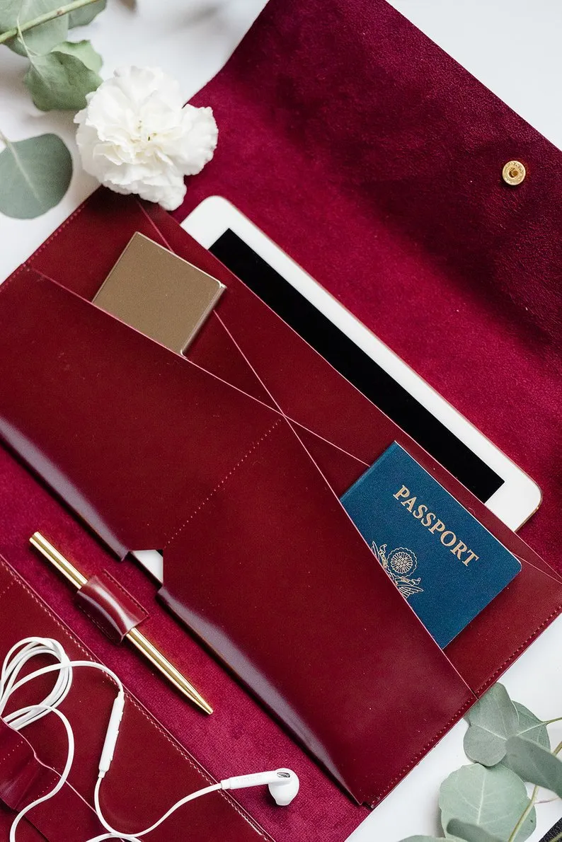 Vegan Leather iPad Pro Case Purse Organizer (Handmade)