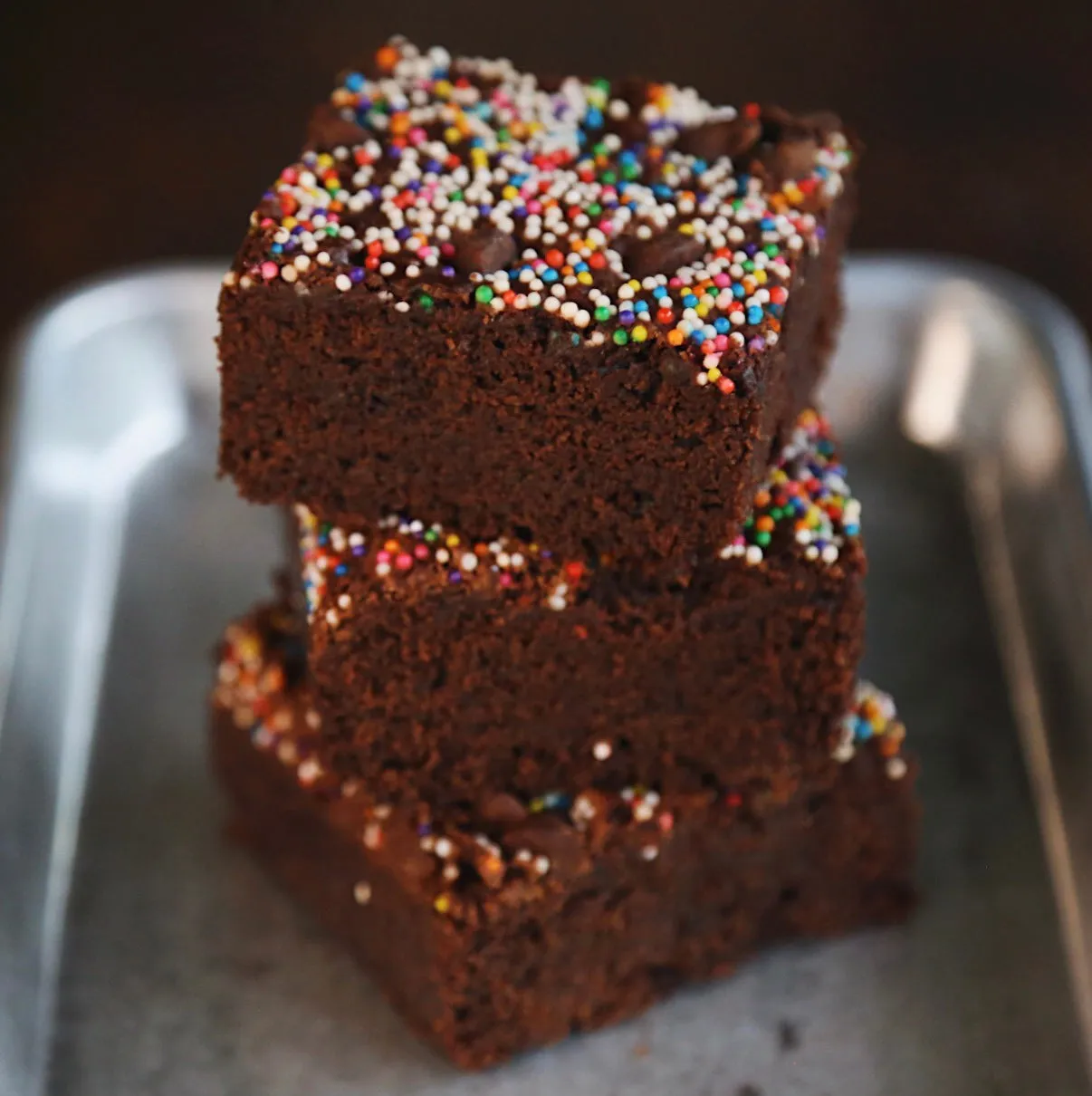 Vegan RAINBOW Sprinkle Brownies