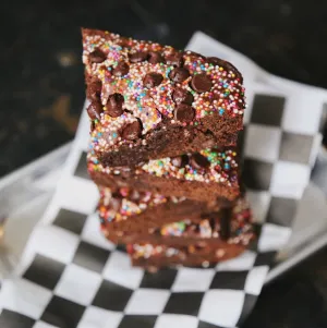 Vegan RAINBOW Sprinkle Brownies