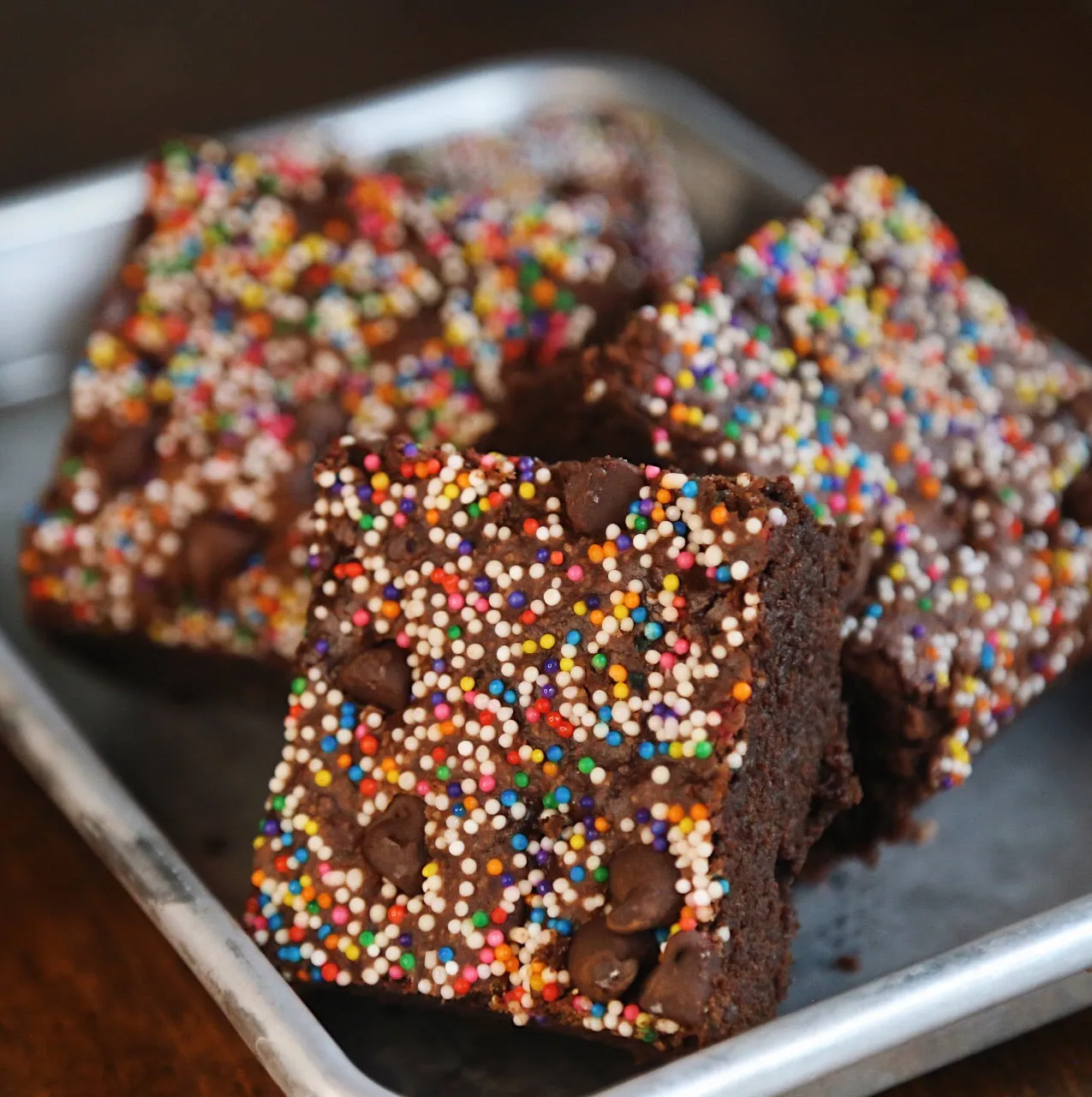 Vegan RAINBOW Sprinkle Brownies