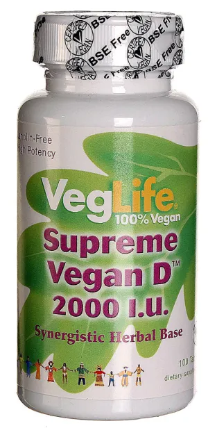 VegLife Supreme Vegan D Vegan Tablet, 2000 iu, 100 Count