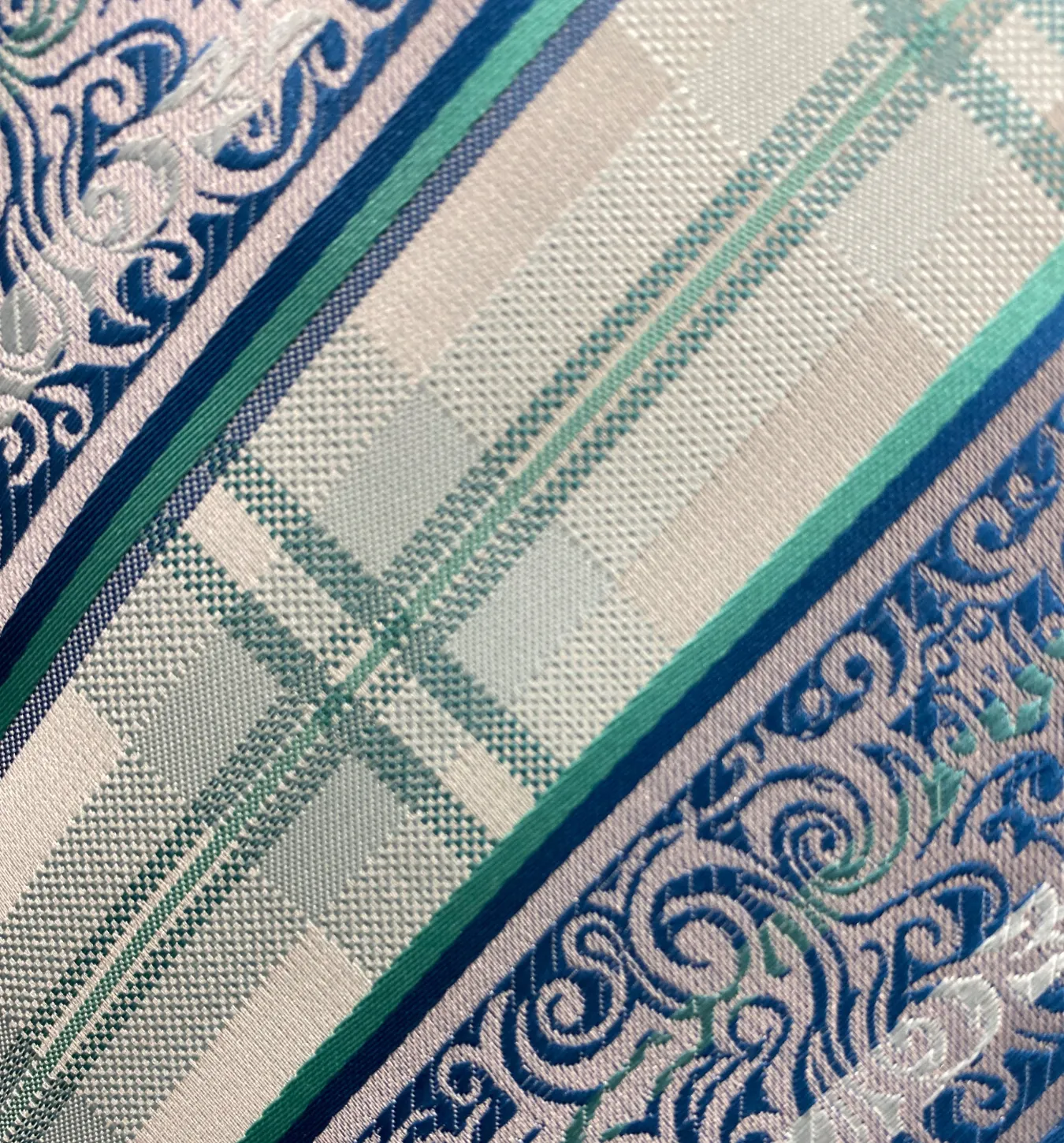 Venturi Vomo Tie and Handkerchief - Blue Swirl Stripes T5