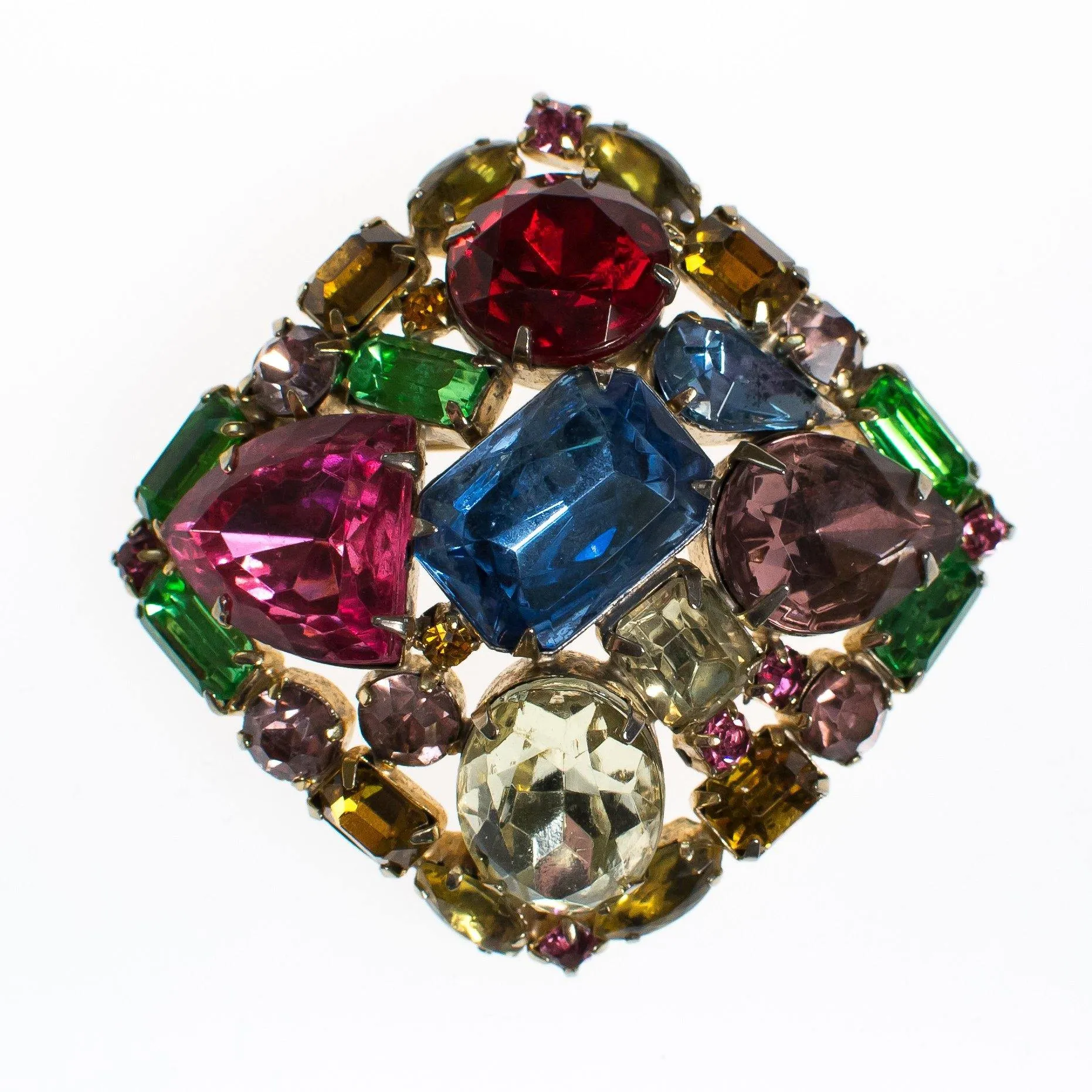 Vintage Rainbow Rhinestone Brooch
