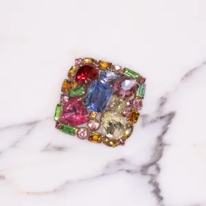 Vintage Rainbow Rhinestone Brooch