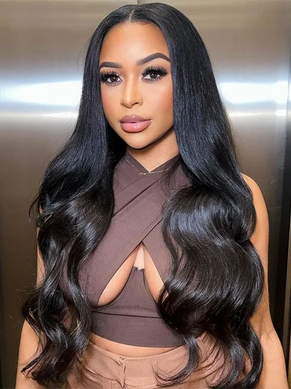 Wavymy 4 By 4 Lace Closure Part Wig With Baby Hair Body Wave Natural Color Hand Tied Lace Part Line Realistic 4X4 Wigs