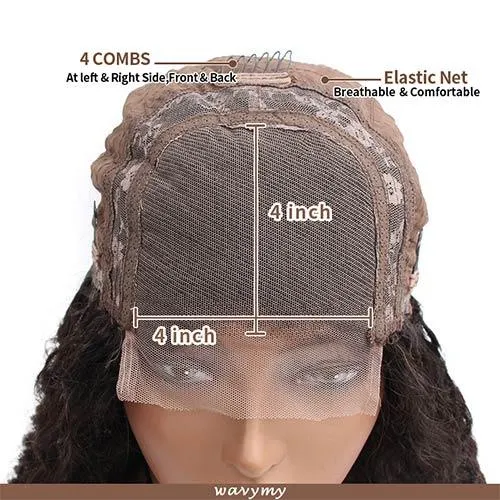 Wavymy 4 By 4 Lace Closure Part Wig With Baby Hair Body Wave Natural Color Hand Tied Lace Part Line Realistic 4X4 Wigs