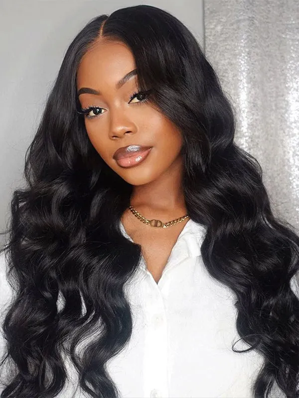 Wavymy 4 By 4 Lace Closure Part Wig With Baby Hair Body Wave Natural Color Hand Tied Lace Part Line Realistic 4X4 Wigs