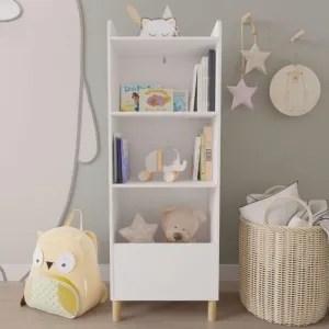 White Kids 4-Tier Bookcase Toy Storage Cabinet Organizer for